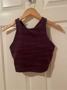 Athleta Plum Striped High-Neck Crop Top